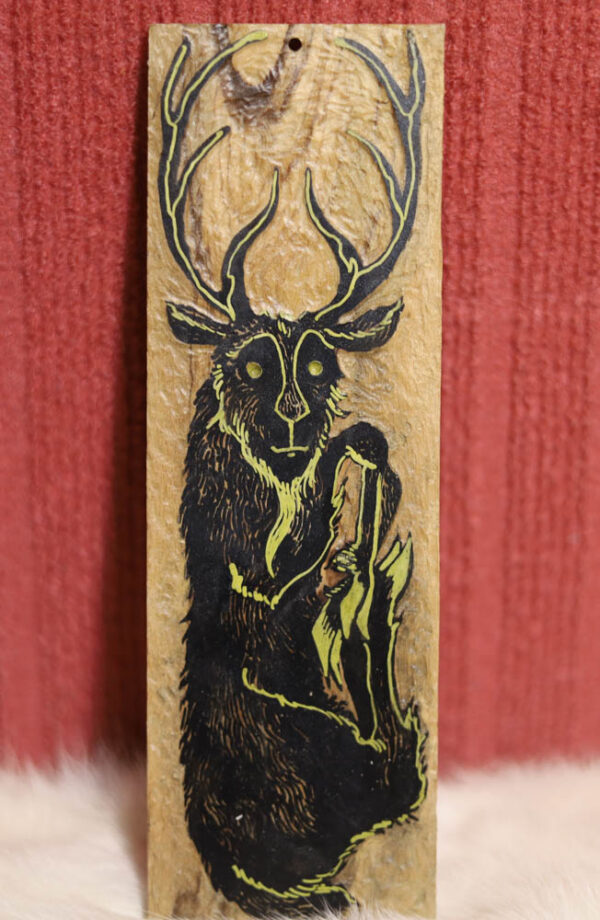 Cerf noir, gravure sur bois